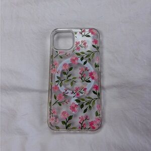 Floral Clear Phone Case - Pink and Green